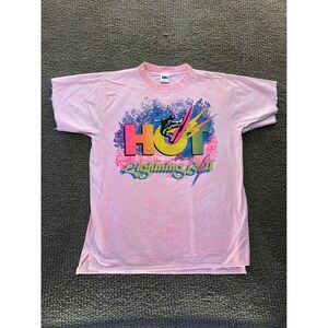 Vintage Lightning Bolt Surf T Shirt Pink Neon Graphic Cut Sleeve Mens Medium USA